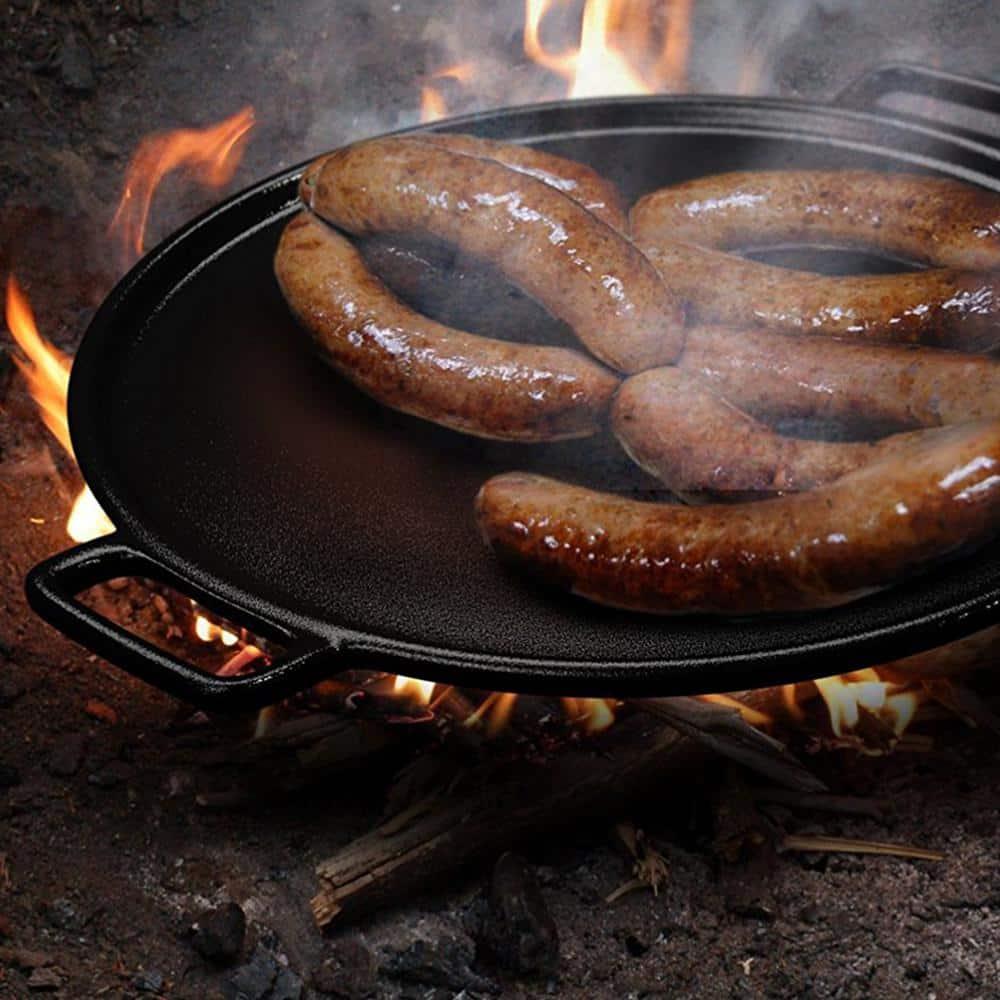 Home-Complete 14" Cast Iron Pizza Pan, Skillet Kitchen Cookware