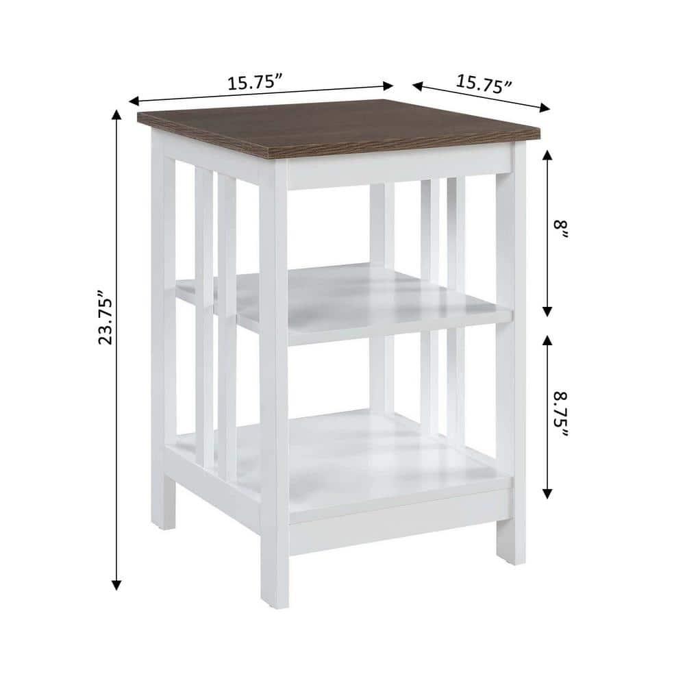 Convenience Concepts Mission End Table, Driftwood/White