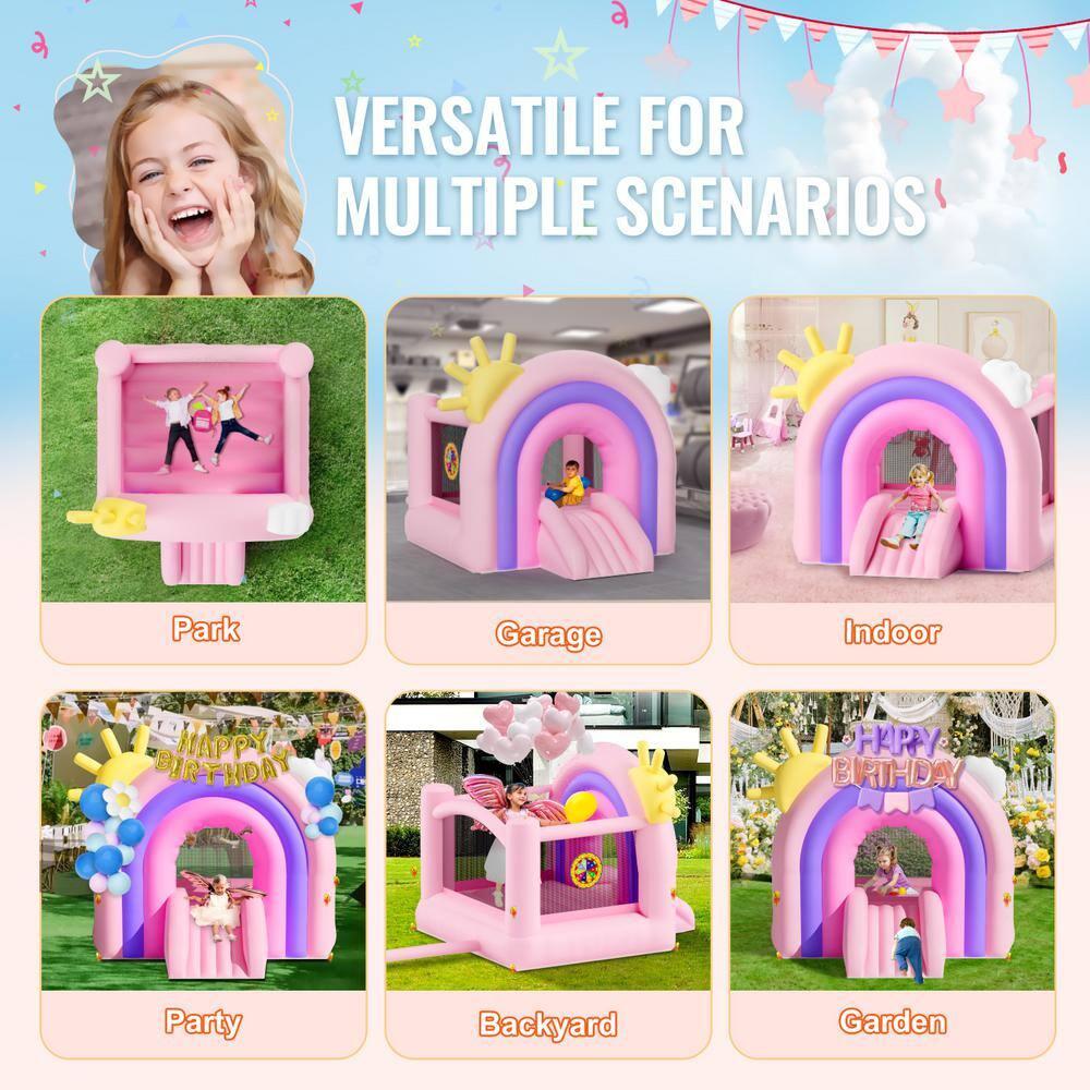 VEVOR White Bounce House, Toddler Bounce House for Kids 1-3, Inflatable Nightclub for Girls Age 4–8 Jumping Bouncer with Blower, Slide, Storage Bag, Family Backyard Bouncy Castle, 110x91x91 inch