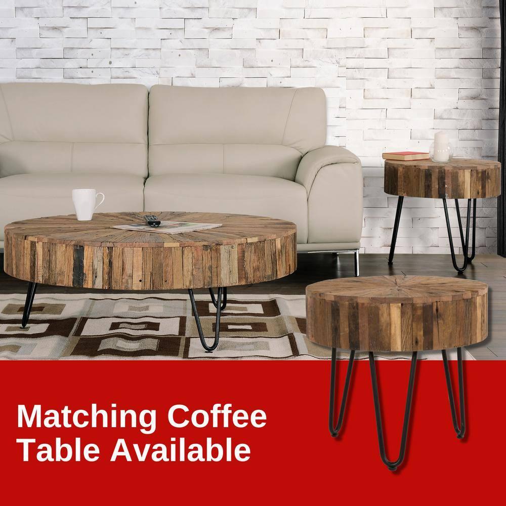 Primo International Tranquil 22 in. Round Reclaimed Wood End Table