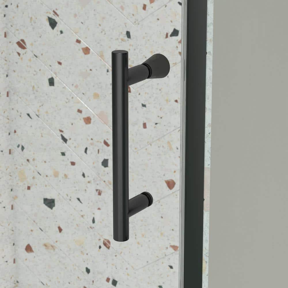 Waterpar WP1683871MB 38-42 in. W x 71 in. H Pivot Swing Semi-Frameless Shower Door With Clear Tempered Glass