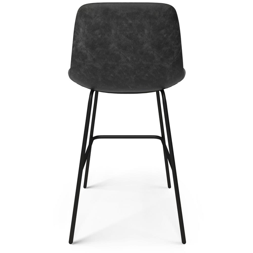 Simpli Home Jolie Upholstered Vegan Faux Leather Contemporary Counter Stool with Padded Bucket Seat and Footrest (Set of 2)