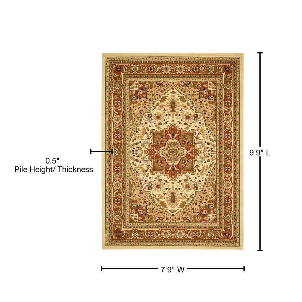 SAFAVIEH Lyndhurst Miranda Traditional Bordered Area Rug, Ivory/Rust, 7'9" x 9'9"