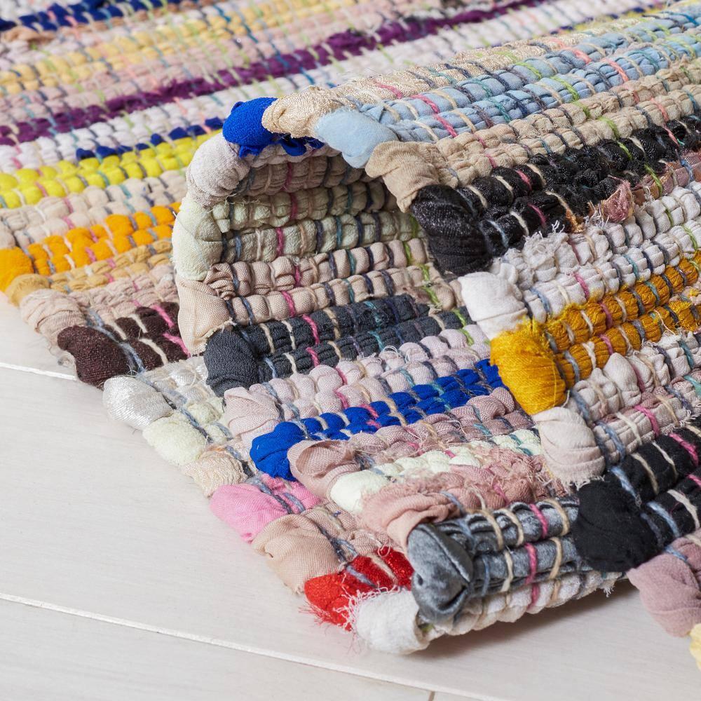 Rag Rug RAR240 Hand Woven Indoor Accent Rug - Ivory/Multi - 2'6"x4' - Safavieh.