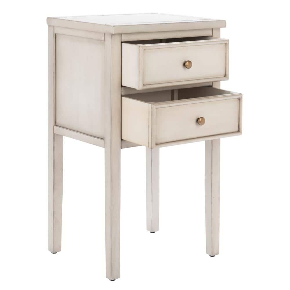 Toby Accent Table With Storage Drawers - AMH6625D - White Birch - Safavieh Couture