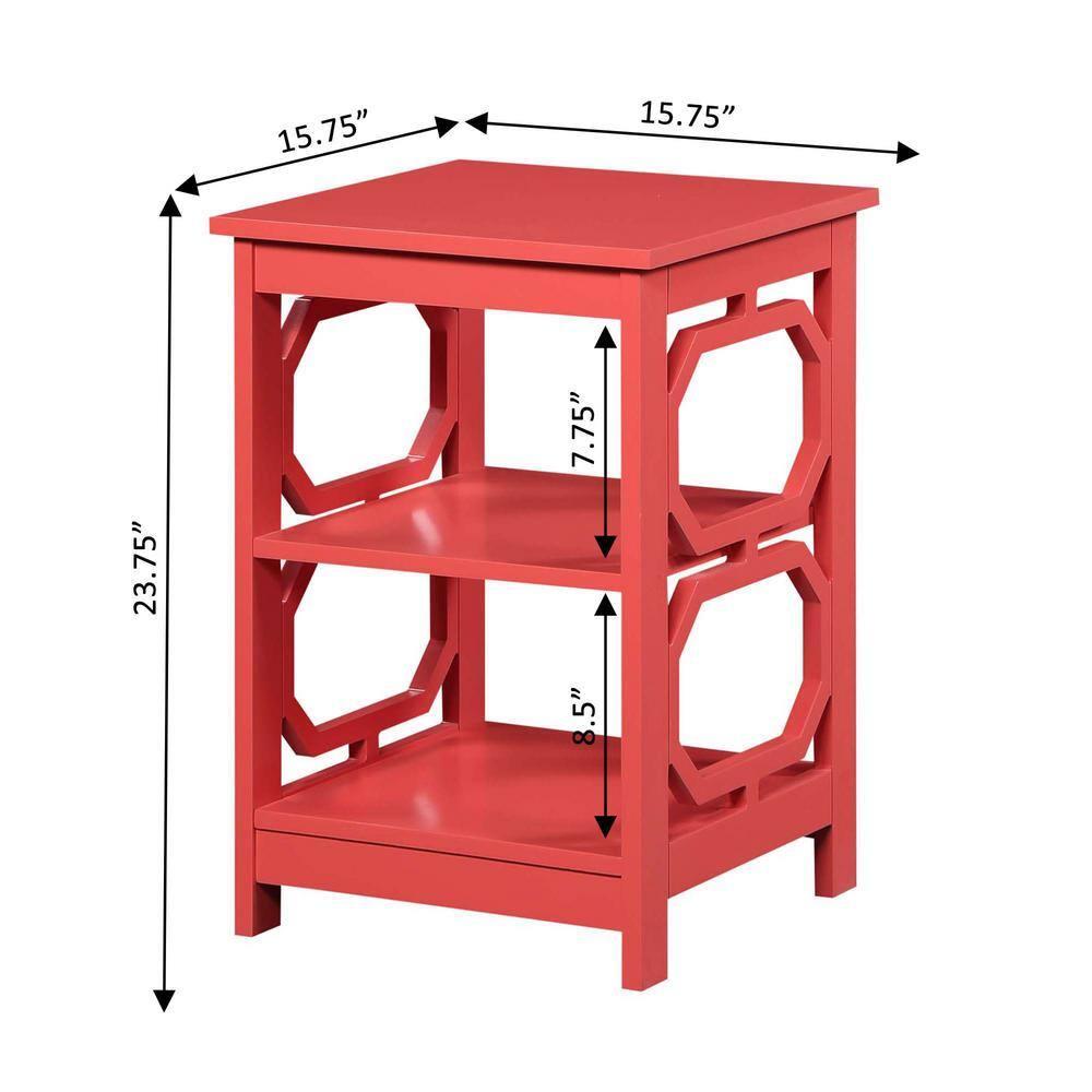 Convenience Concepts Omega End Table with Shelf, Coral