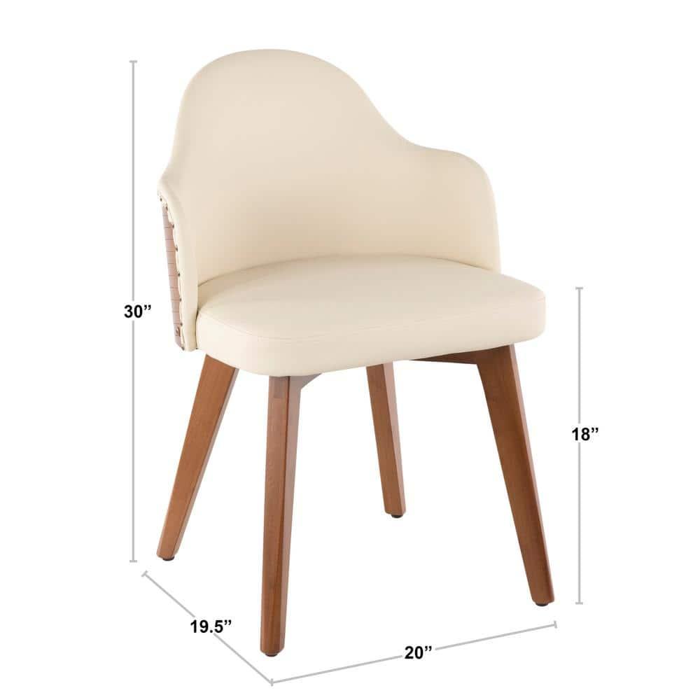 Ahoy Dining Chair Walnut/Cream/Brass - LumiSource: Faux Leather Upholstery, Mid-Century Modern Design, Nailhead Trim