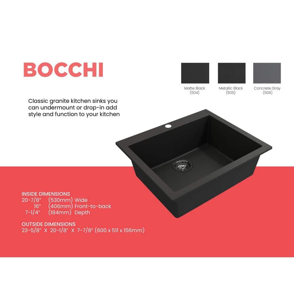 Campino 24'' L Single Bowl Granite Kitchen Sink