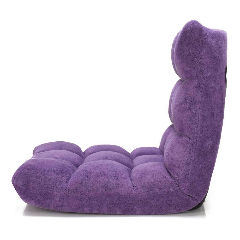 Tangkula Adjustable 14-Position Floor Chair ,Padded Gaming Chair Lazy Recliner Purple
