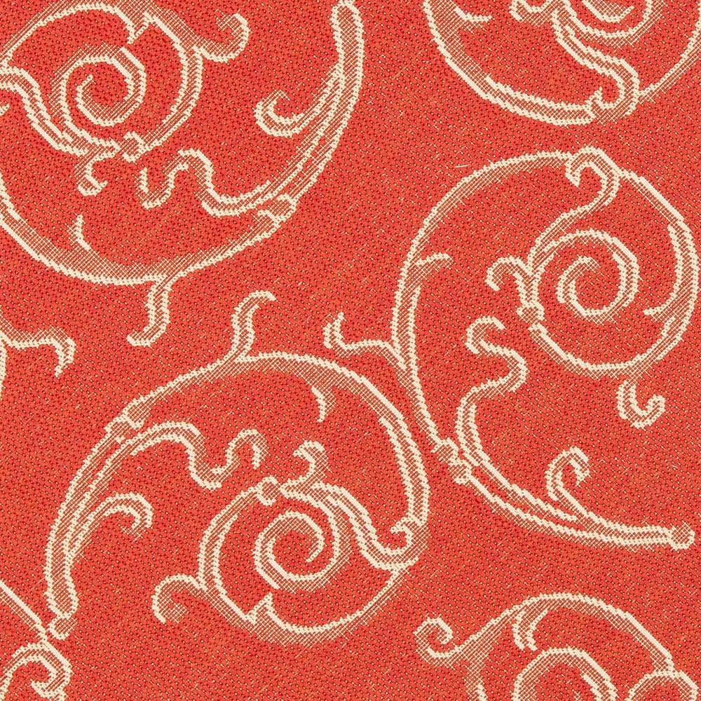 Courtyard CY2665 Power Loomed Indoor and Outdoor Area Rug - Red/Natural - 6'7" Round - Safavieh