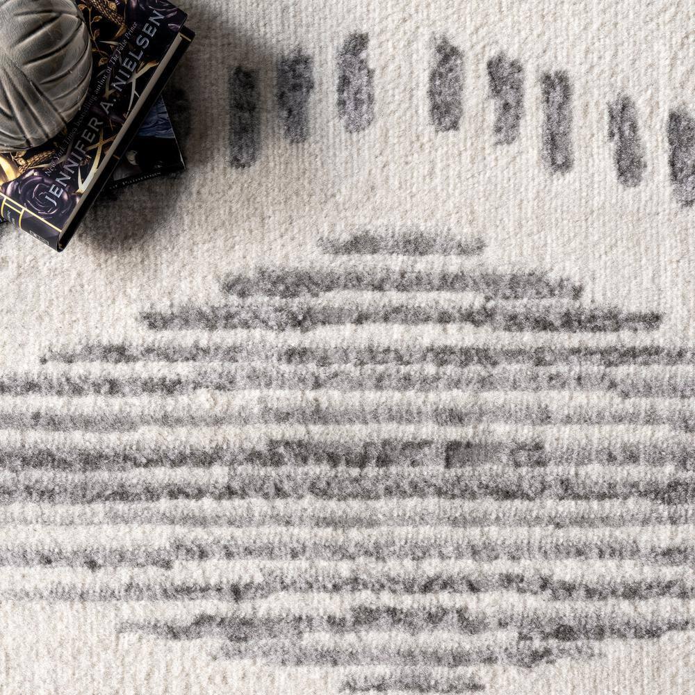 8'x10' Briggs Contemporary Striped Area Rug Light Gray: Geometric Pattern, Low Pile, Indoor Use - nuLOOM