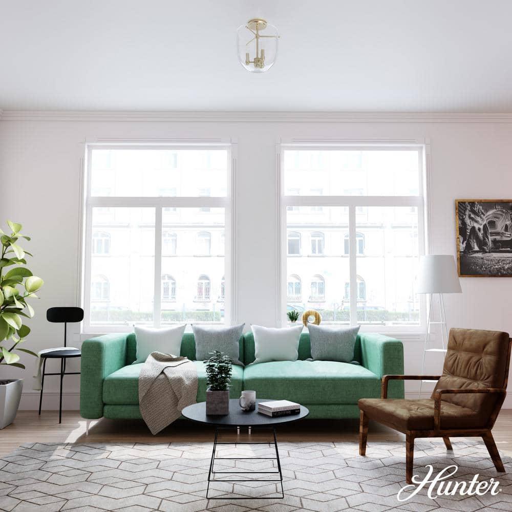 Hunter Sacha Natural Iron 3 Light Flush Mount Ceiling Light Fixture