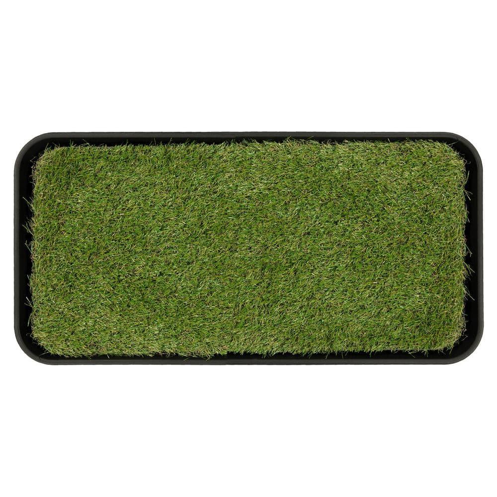 Ottomanson Pet Training Non-Slip Indoor/Outdoor Tray with Reusable Grass Pad