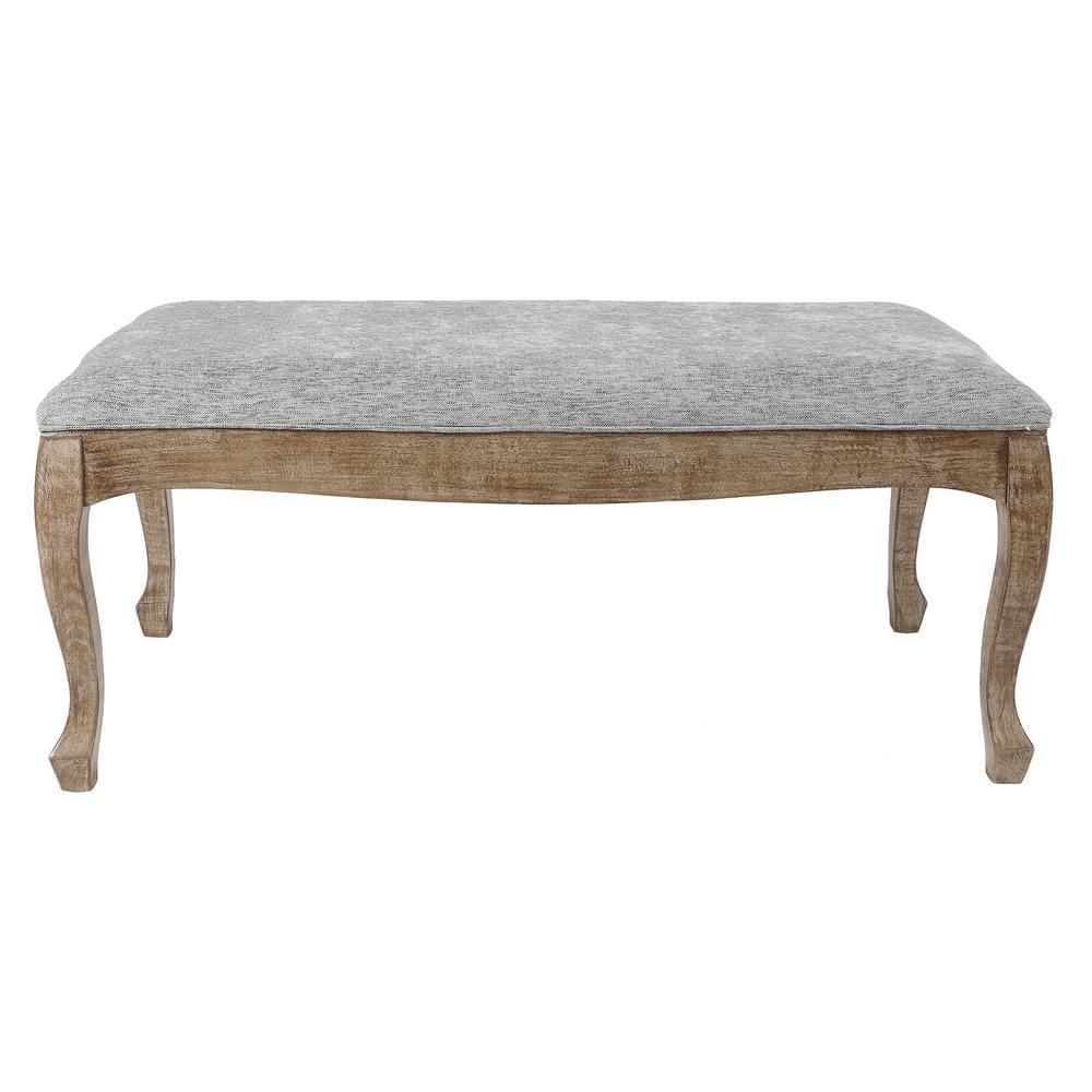 LuxenHome Upholstered Gray Linen Entryway and Bedroom Bench