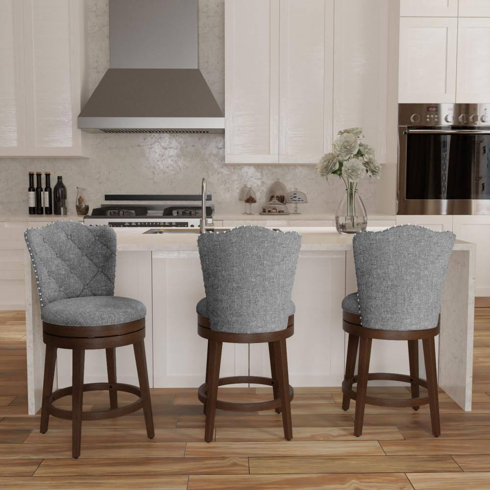 Hillsdale Edenwood 26.25" Fabric Traditional Counter Stool in Chocolate/Gray