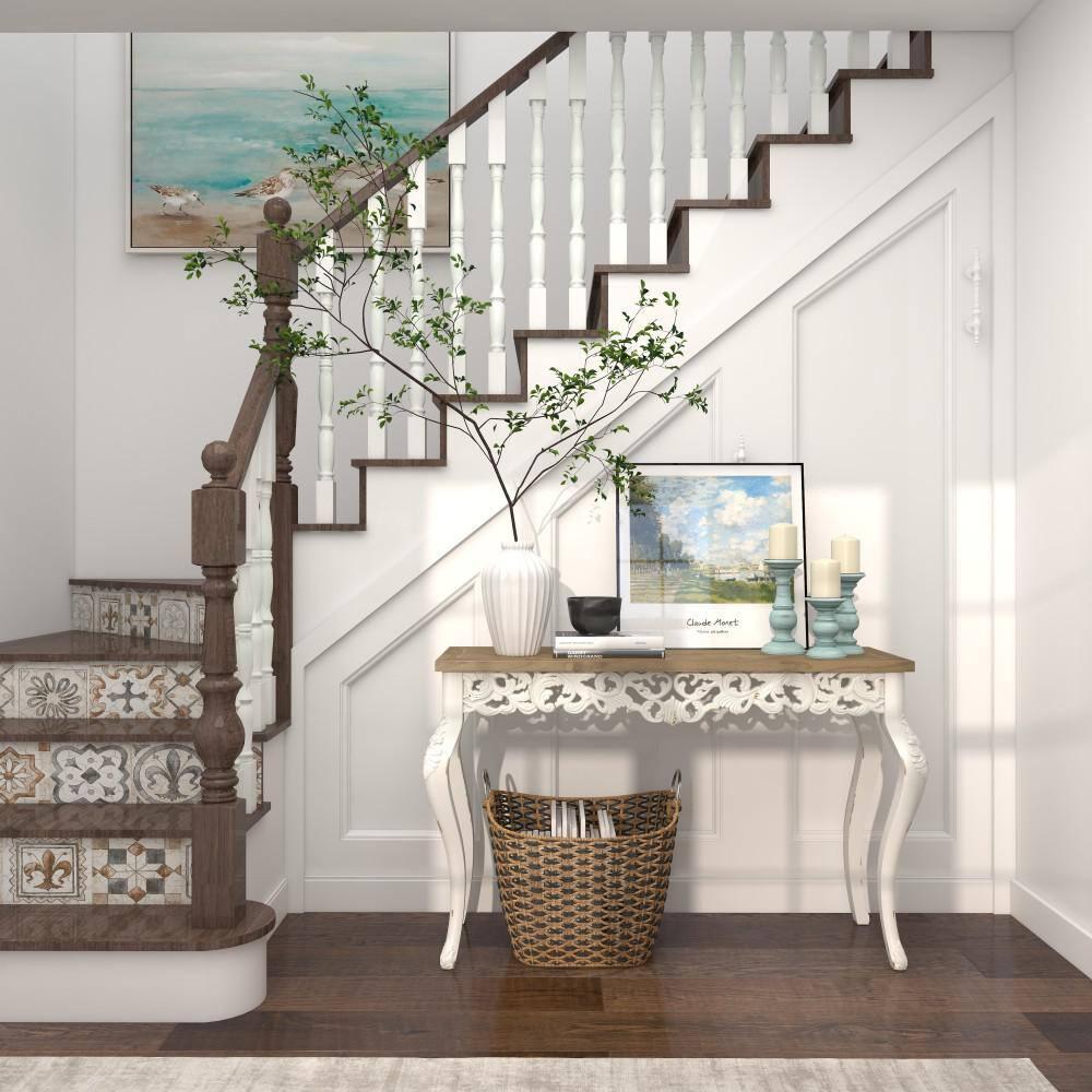 DecMode Traditional and Timeless Mango Wood Pillar Candle Holder Set of 3, 6", 8", 10"H, Light Blue Finish