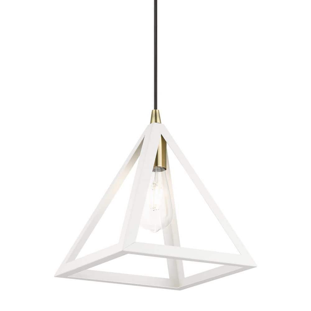 Livex Lighting Pinnacle 1 - Light Pendant in  Textured White/Antique Brass