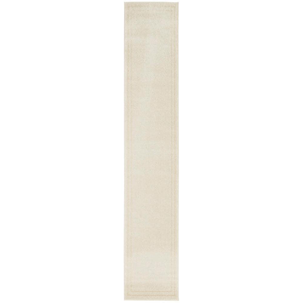 Nourison Essentials 2' x 6' Ivory Gold Contemporary Bordered Indoor/Outdoor Area Rug