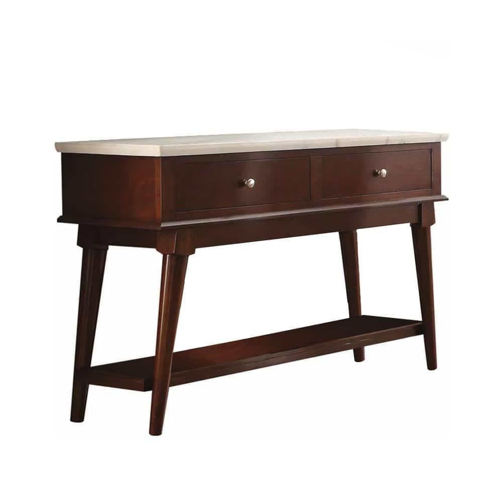 ACME Gasha 2-Drawer Wooden Server with Bottom Shelf in White and Walnut