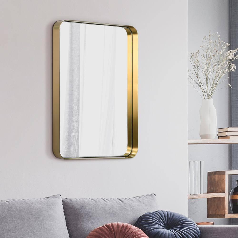 Empire Art Direct Ultra Brushed Gold Stainless Steel Frame Rectangle Wall Mirror, 22" x 30" x 2", Ready to Hang