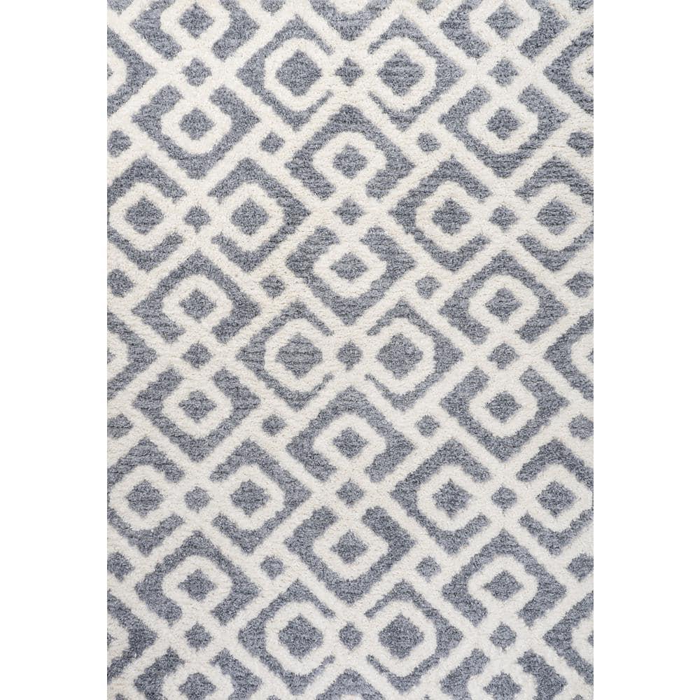 8' x 10' Astrid Retro Trellis High-Low Area Rug, Cream/Gray - JONATHAN Y