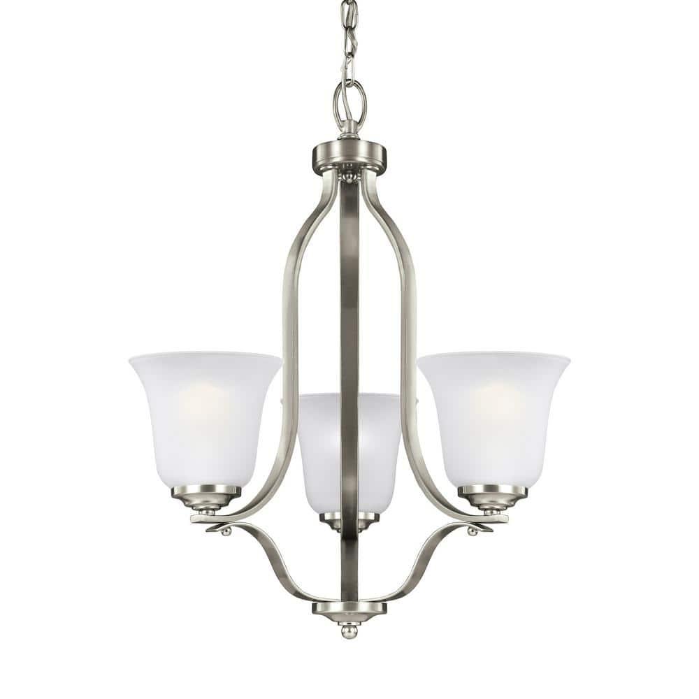 LeCeleBee Generation - Transitional Three Light Chandelier from Seagull-Emmons Collection in Pewter, Silver Finish, Brushed Nickel, Height: 22. 50 inches W...