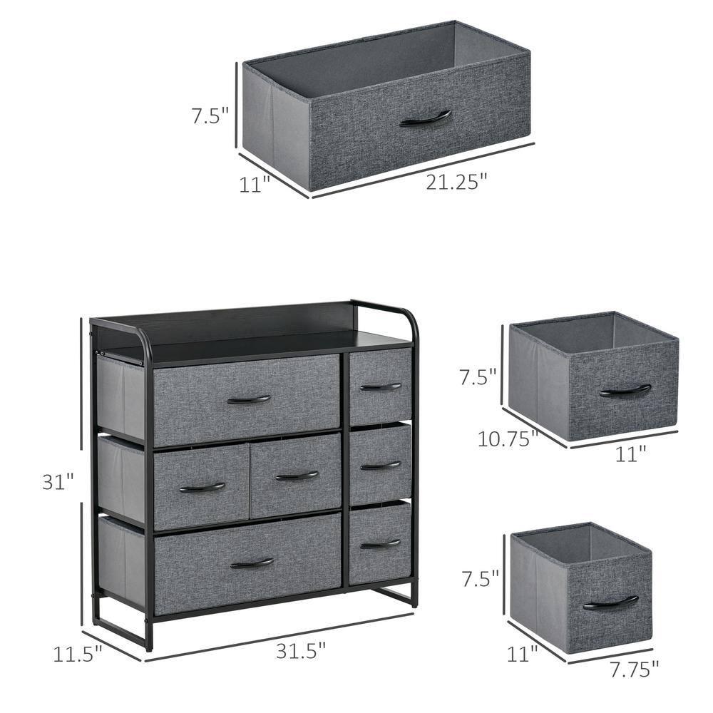Red Barrel Studio® 7-Drawer Dresser, Fabric Chest Of Drawers, 3-Tier Storage Organizer For Bedroom Entryway, Tower Unit With Steel Frame Wooden Top