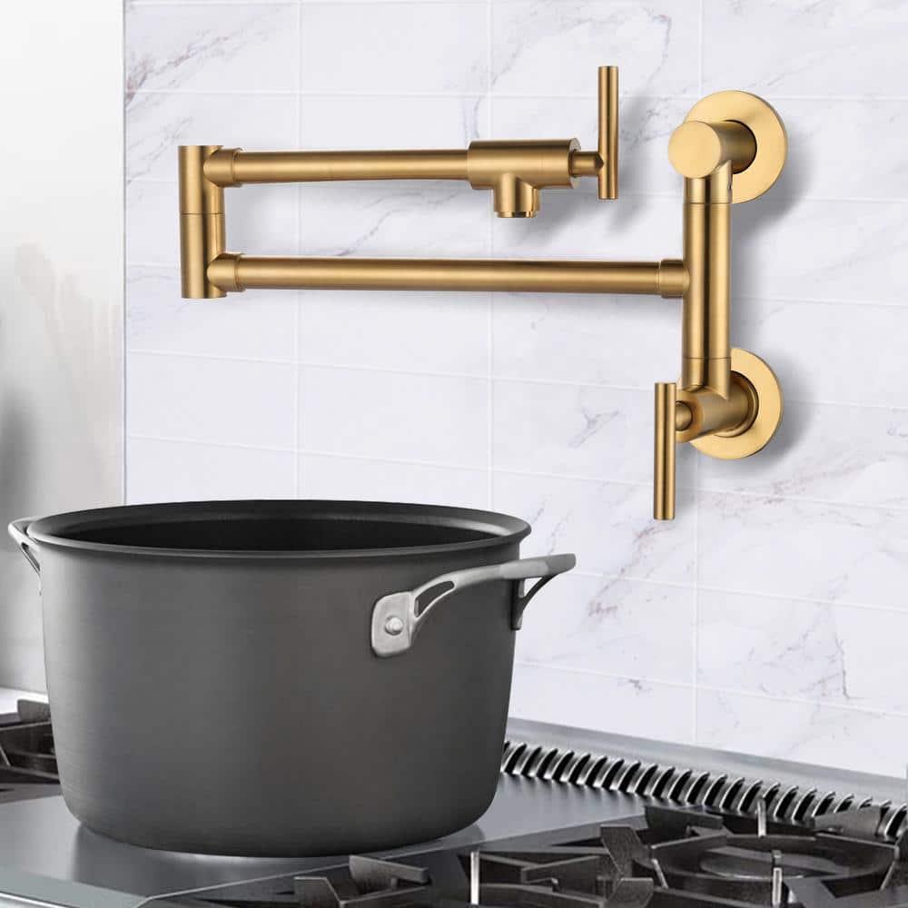 ARCORA ARCORA Single Hole Two Attachment Brass Wall Mounted Pot Filler Kitchen Faucet with Double-Handle AR7108800G