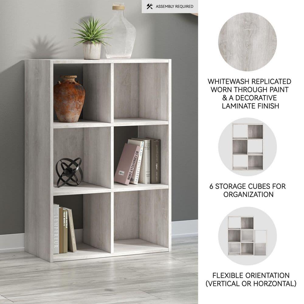 35.43" Paxberry 6 Cube Organizer Whitewash - Signature Design by Ashley