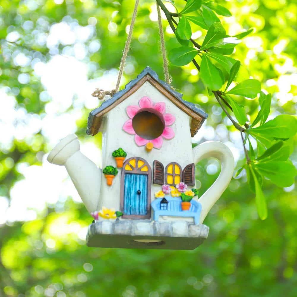 Yinns Bird House, Hanging Birds House for Outside, Wild Birdhouse, Decorative Watering Can Bird House for Home Garden Decor