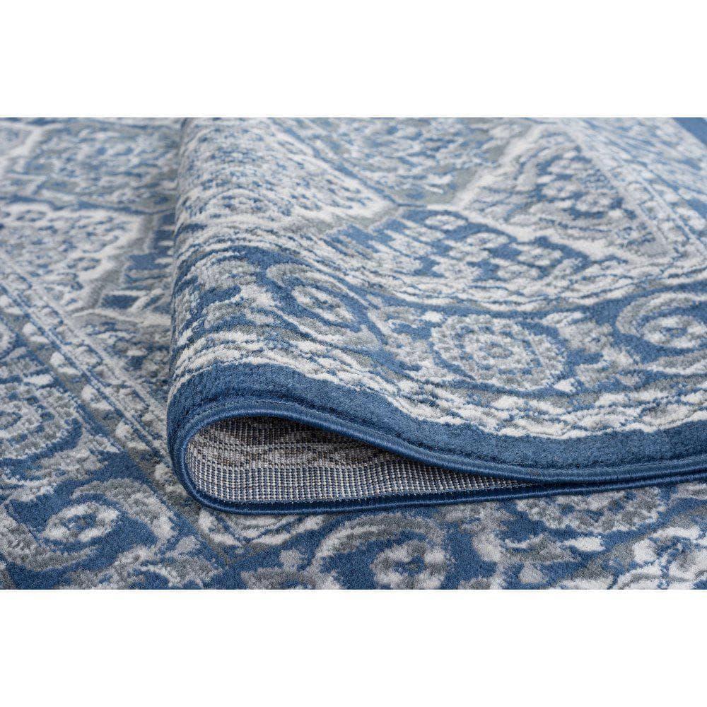 Tayse Hampton Area Rug HMP4207 Traditional Navy Geometric Blocked 3' 11'' x 5'3'' Rectangle