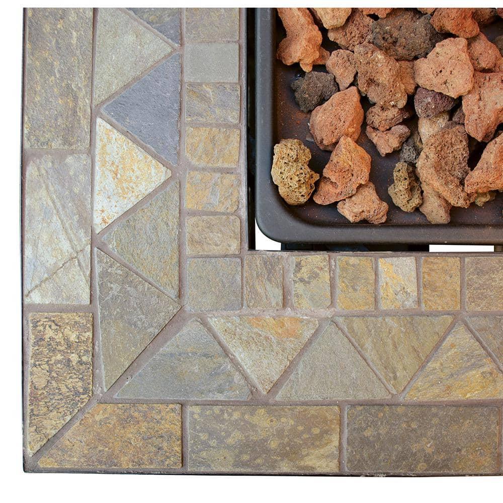 Endless Summer Endless Summer, 30" Square LP Gas Outdoor Fire Pit with Mosaic Slate Tile Mantel