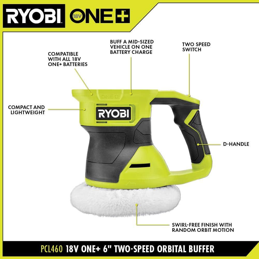 RYOBI ONE+ 18V Cordless 6 in. Two Speed Random Orbit Buffer (Tool Only), PCL460B
