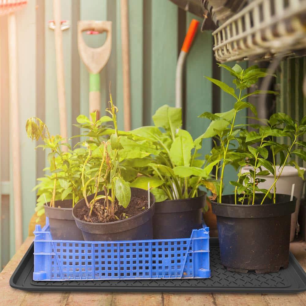 Stalwart 2-Pack Water-Resistant Plastic All Weather Boot Tray Set, Black