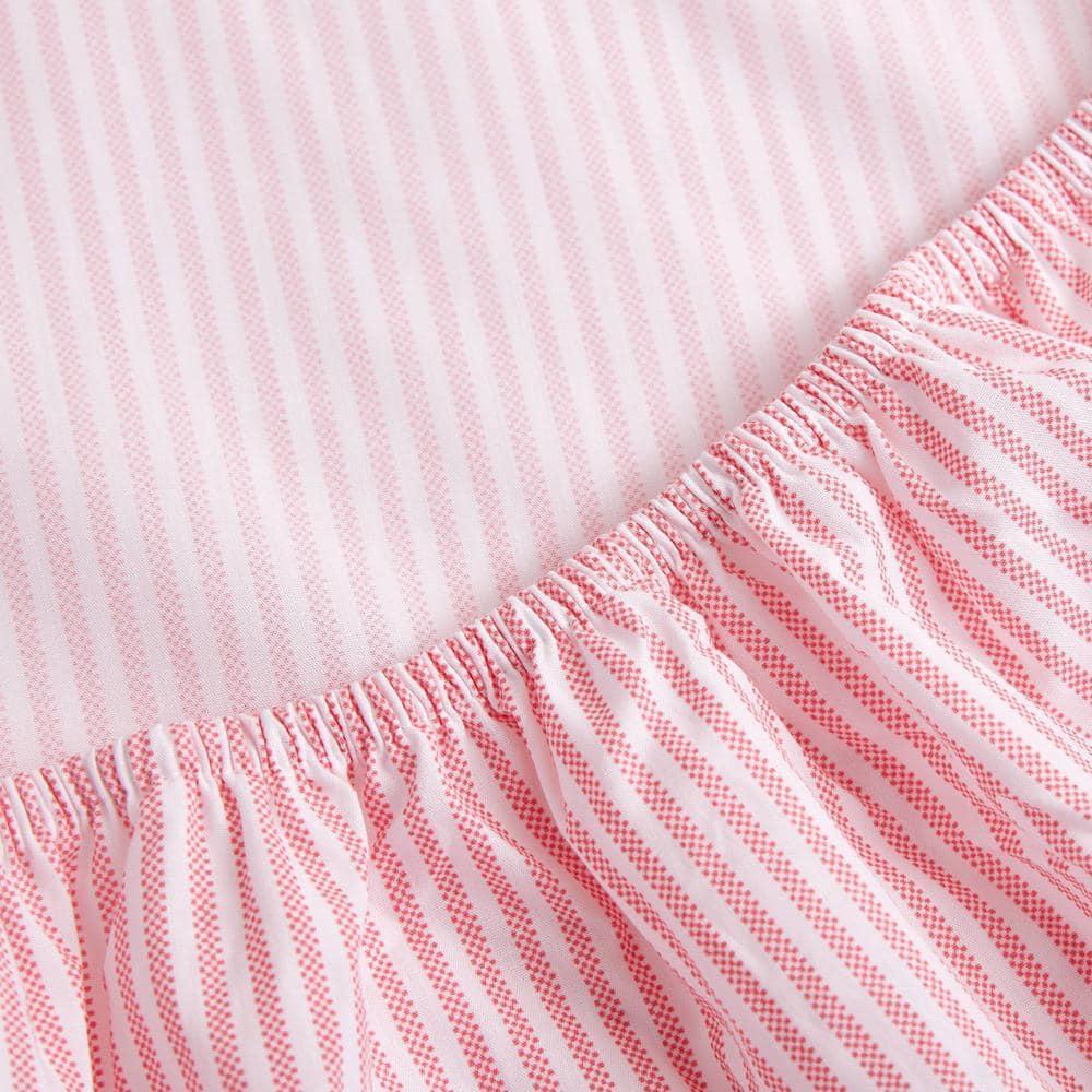 Poppy & Fritz Oxford Stripe 100% Cotton Percale- 3 Piece- Sheet Set  White- Twin Xl