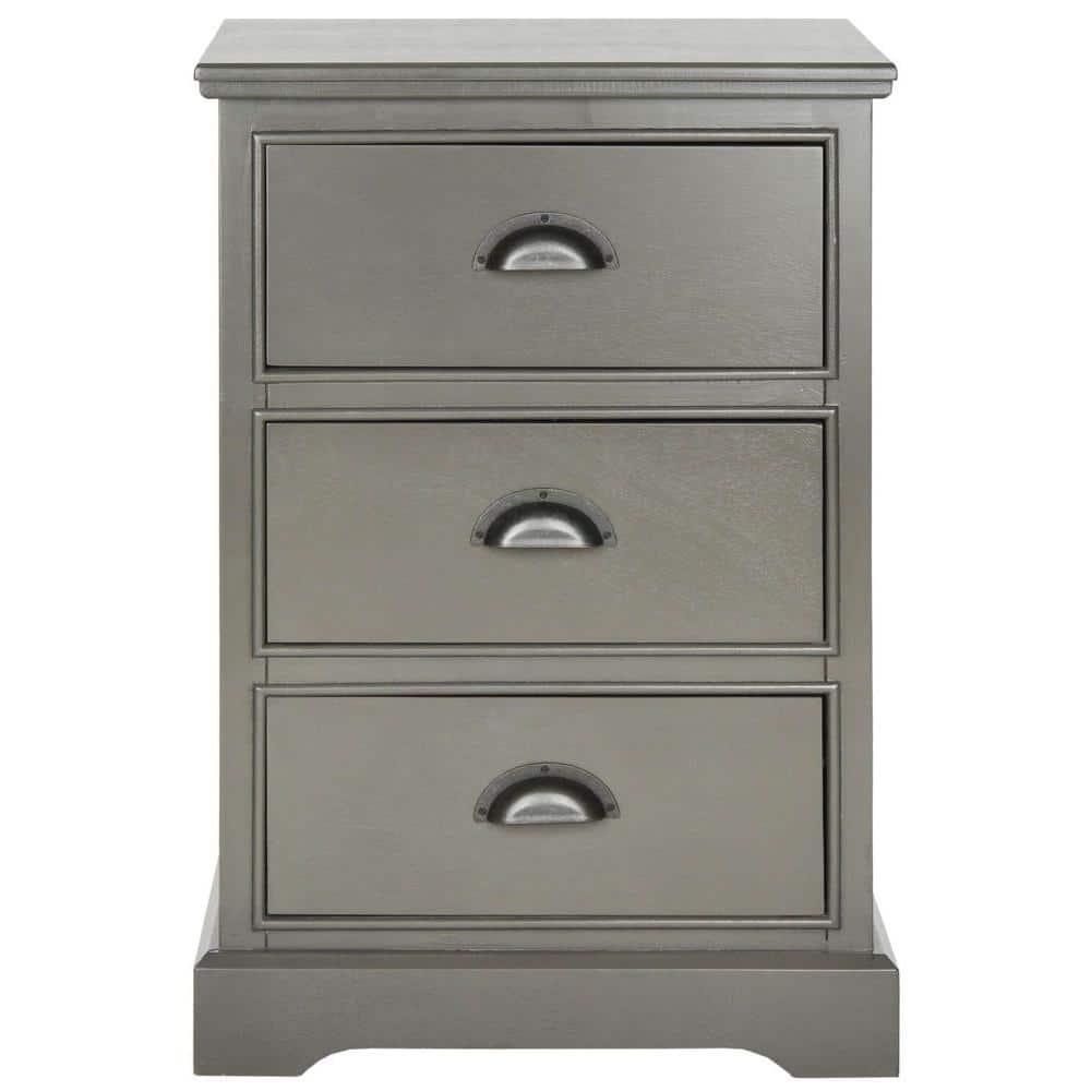 Griffin 3 Drawer Side Table - Grey - Safavieh.