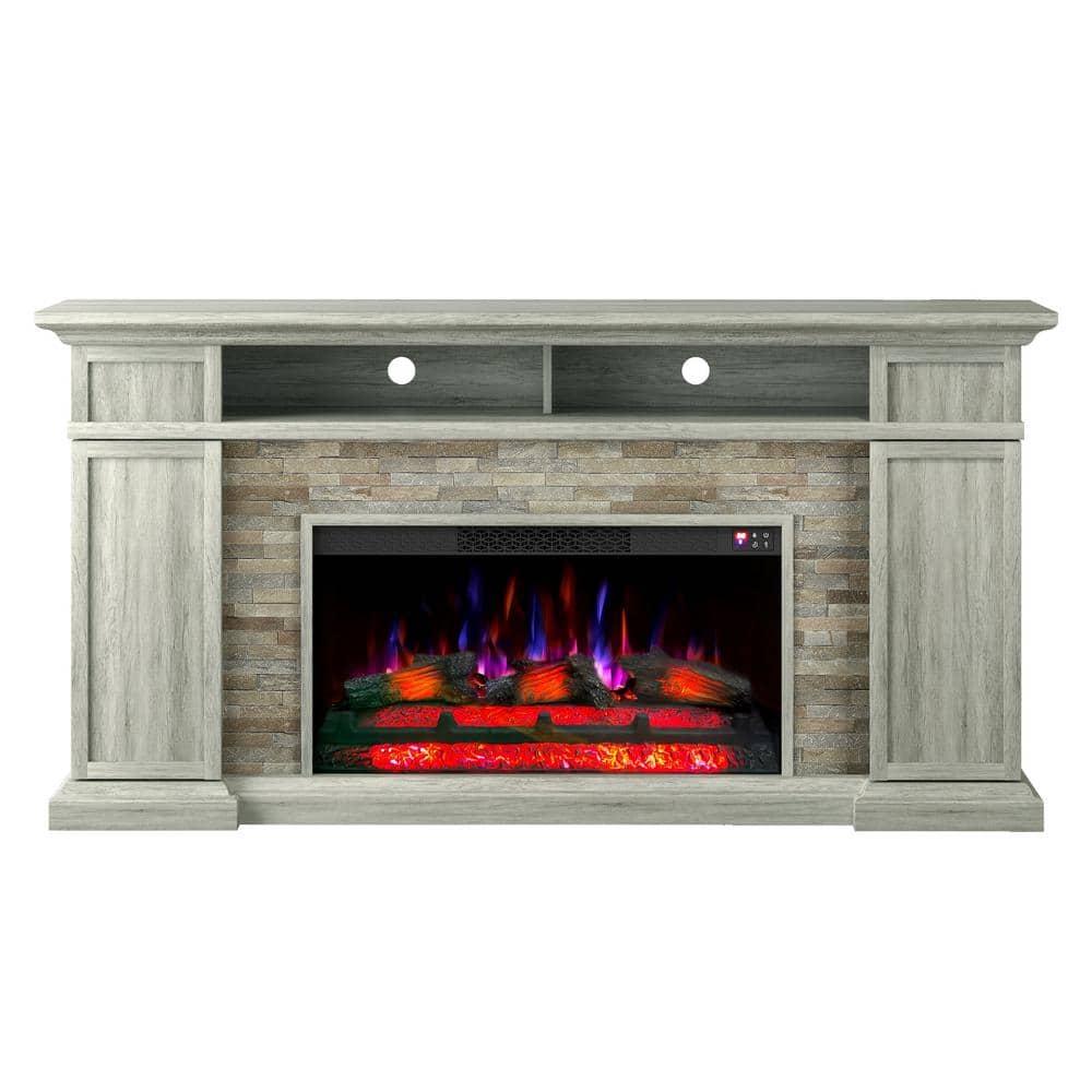 Festivo 70" Farmhouse Freestanding Electric Fireplace Light Gray