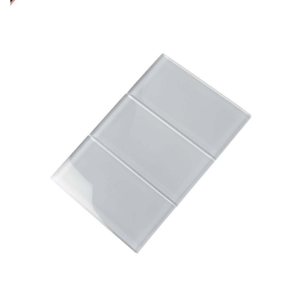 Apollo Tile   40 Pack 3-in x 6-in Mink Gray Rectangular Subway Glossy Finished Glass Mosaic Wall Tile (5 Sq ft/case)