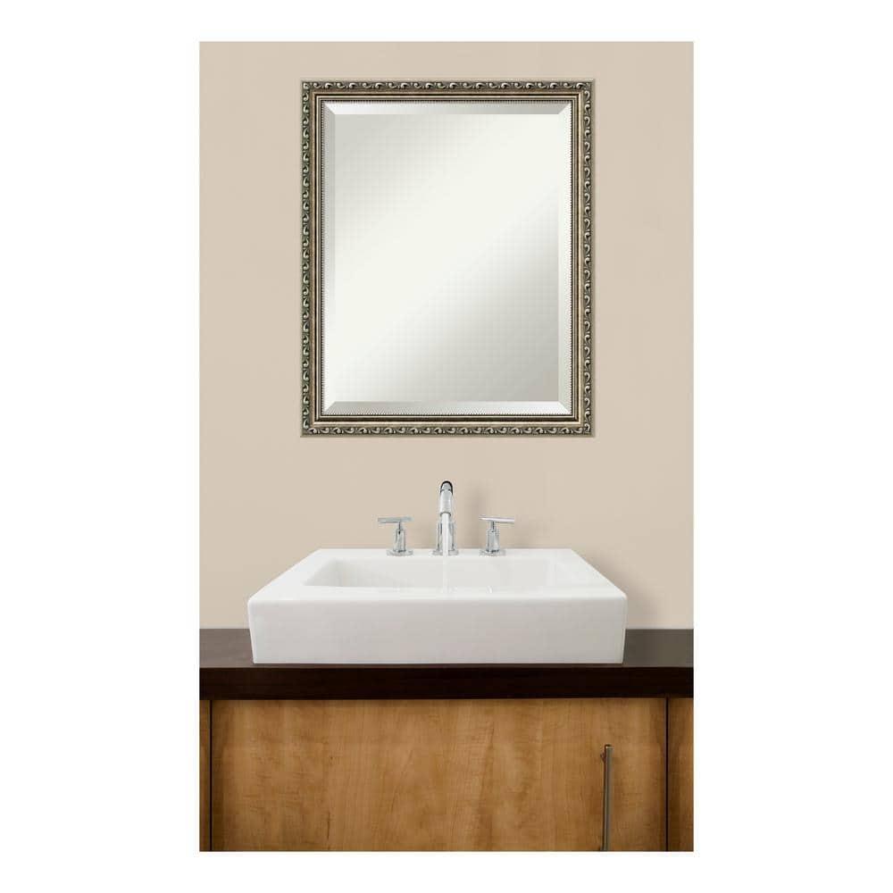 Amanti Art Parisian Silver Beveled Wood Wall Mirror 22.25 x 18.25 in.