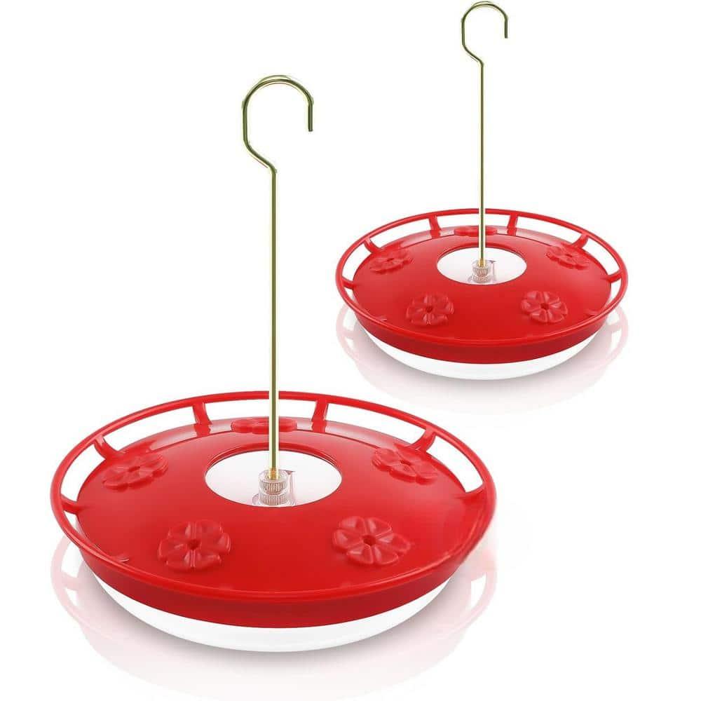 FEED GARDEN 2 Pack 16 OZ Hummingbird Feeders for Outdoor 5 Feeder Ports Ant Bee Proof Leak-Proof Cleaning Brushes Nectar Easy Clean Fill Bird Feeder for Garden Red Décor Gifts for Mom