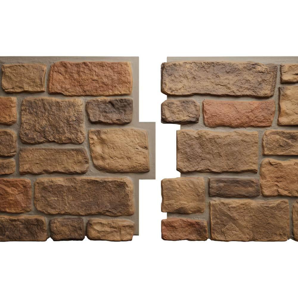 EverStone Cobblestone Faux Stone Panel, 48"W x 23 3/4"H x 1 1/8"D, Rustic Roast Color