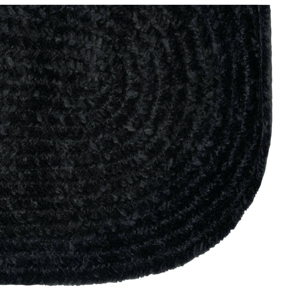 30" x 50" Chenille Solid Collection Black Reversible Indoor Area Utility Oval Rug - Better Trends