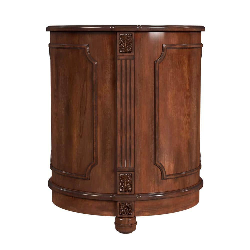 Thurmond Light Brown Round Wood Side Table with Storage