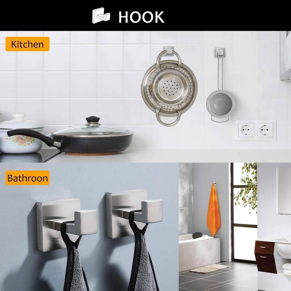 5 Pieces Brushed Nickel Bathroom Accessories Set, Homikit SUS304 Stainless Steel Wall Mounted Bath Towel Hardware Bar Set, 16 Inch Towel Rack, Toilet Paper Holder, Towel Ring, Hooks