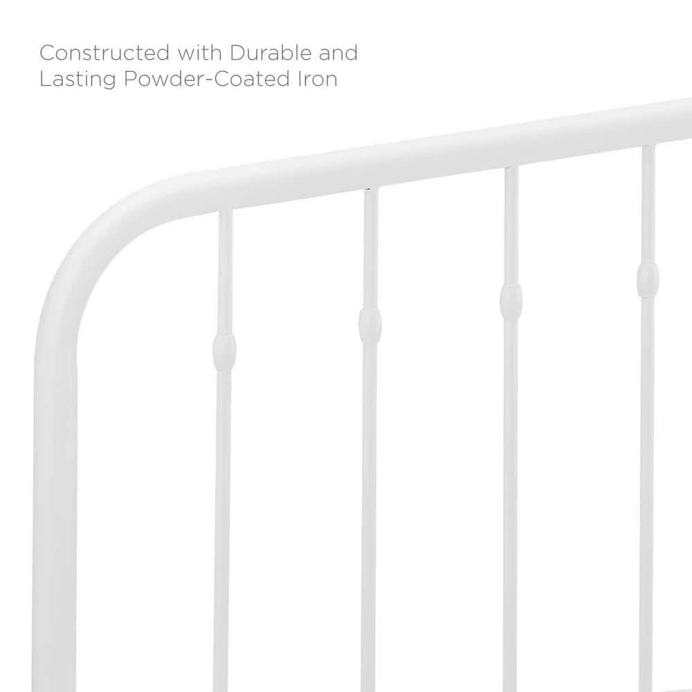 Lennon White Twin Metal Headboard with Adjustable Height