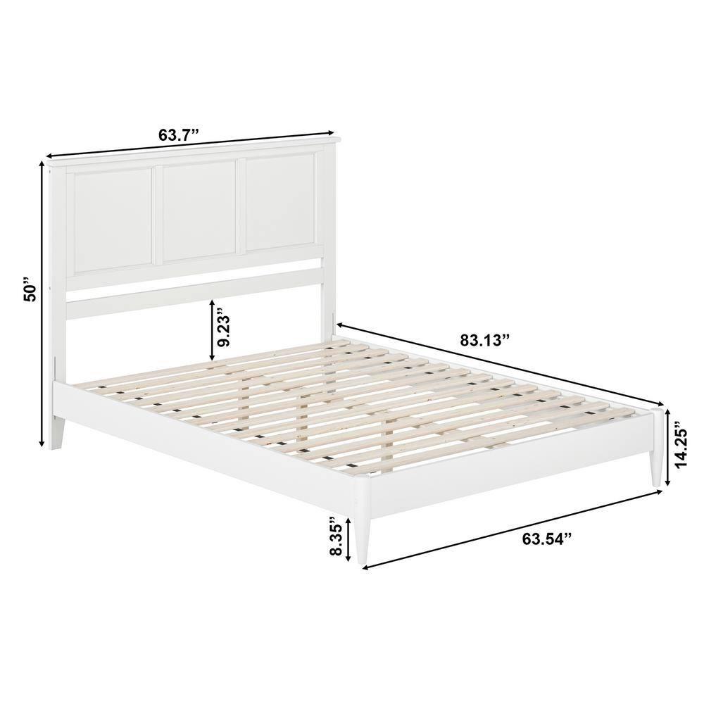 AFI Charlotte Queen Solid Wood Low Profile Platform Bed, White