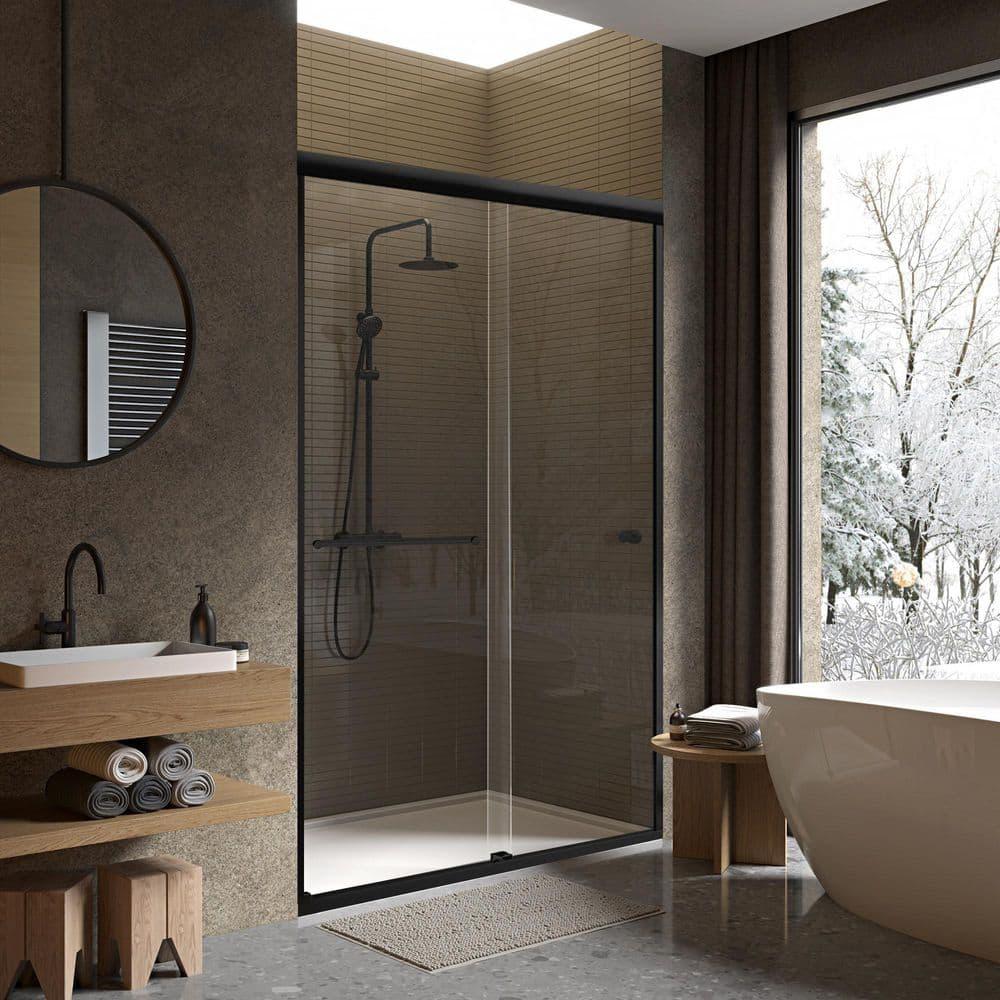 44" - 48" W 70" H Double Sliding Semi-Frameless Shower Door