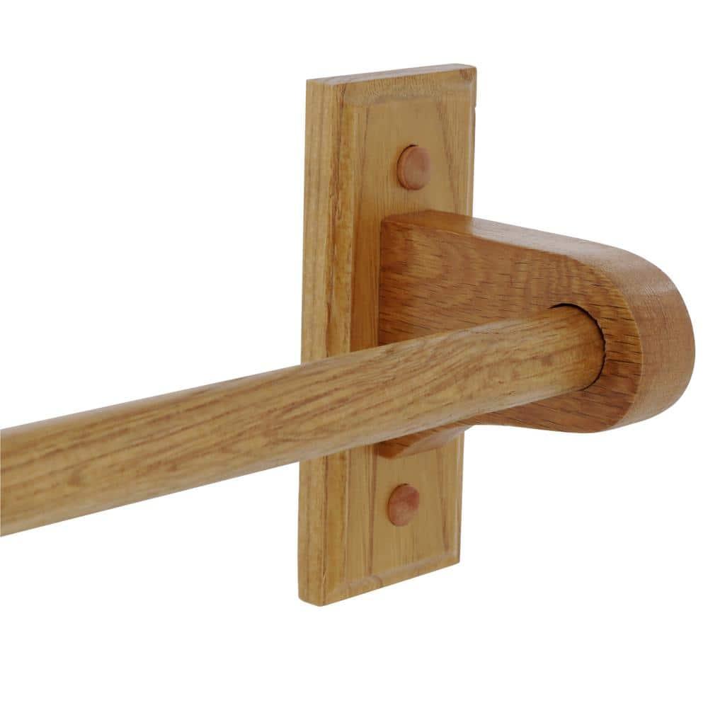 Dalton 4-Piece Bathroom Accessory Set, Honey Oak, Includes Towel Bar, Towel Ring, Toilet Paper Holder, and Robe Hook – Design House, 561258