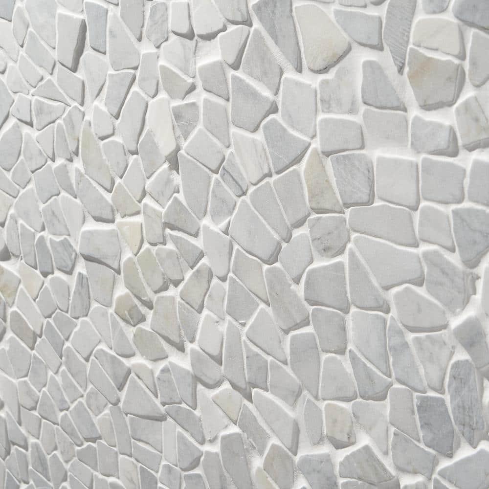 Countryside Carrara Tumbled 11.81 in. x 11.81 in. Natural Marble Floor and Wall Mosaic Tile
