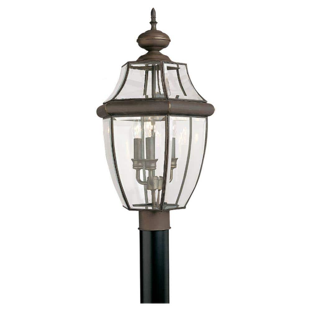 Generation Lighting 8239-71 Lancaster Traditional Three - Light Outdoor Light Post Outside Fixture, Antique Bronze Finish
